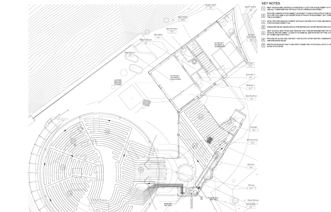 Redacted M / E / P + Fire drawing &mdash; Coastal home, California