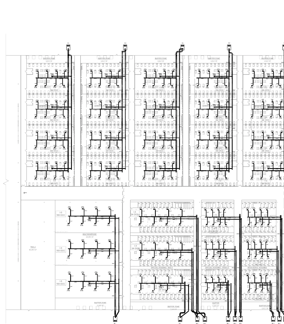 Redacted engineering drawing &mdash; Detention facility on a vacuum waste system