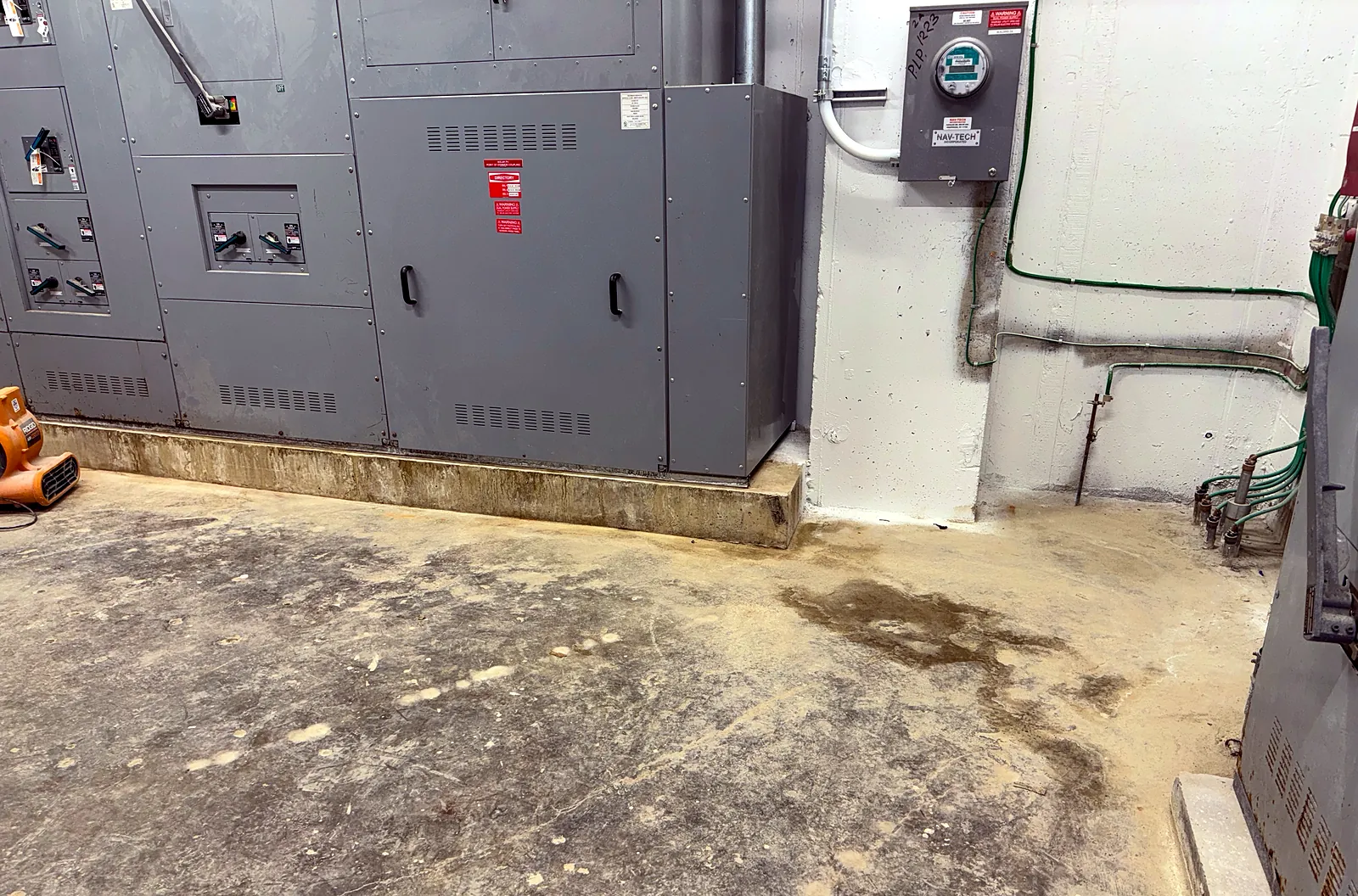 Electrical switchgear in a building service room
